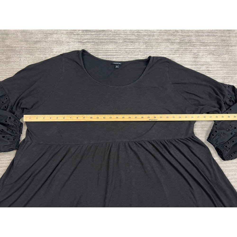 Torrid Babydoll Top Womens 5 Black Eyelet Sleeve Empire Waist Peplum Scoop Neck - Picture 4 of 13